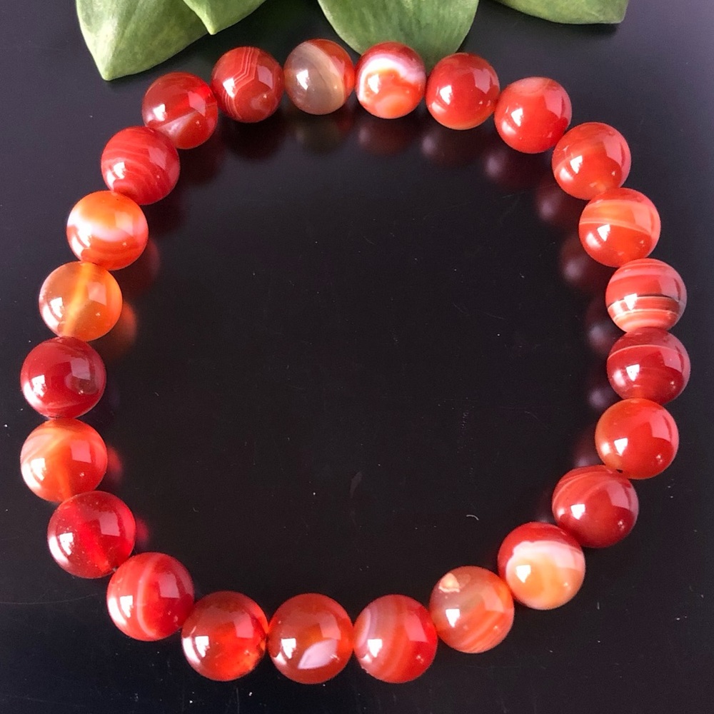 Red Agate 8mm Natural Stone Beads Stretchable Bracelet